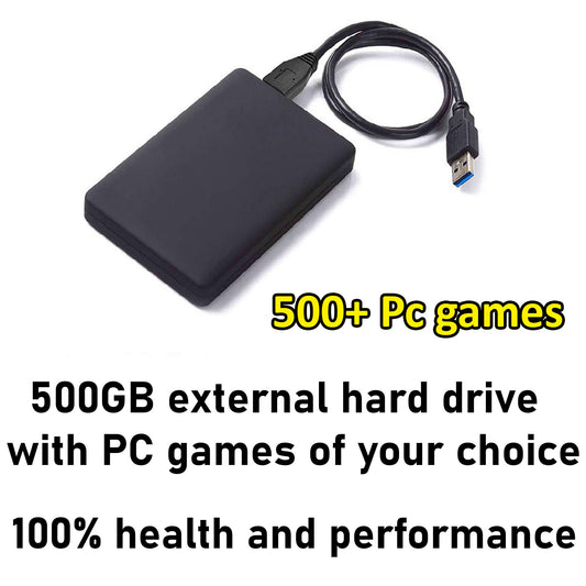 500GB External Hard Drive With Full of PC Games + Free USB Cable - 100% Working And Original Games